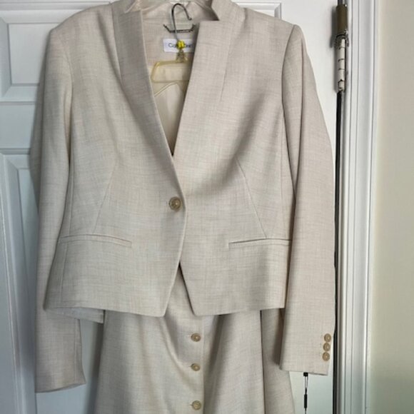 Calvin Klein Two-Piece Suit Set | Color: Cream | Size: 14 - Picture 1 of 8